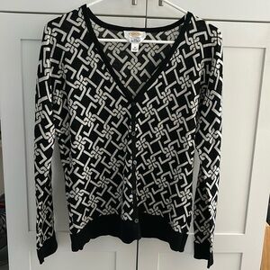 Talbots Black & Cream Button Down Cardigan Size Medium